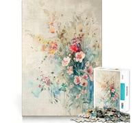 Composizione floreale ad acquerello,puzzle per adulti da 1000 pezzi,gioco di memoria divertente,componenti robusti e ben definiti, alleviare lo stress (38x26cm)