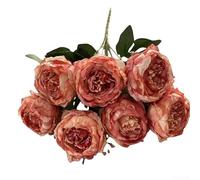 Composizione floreale artificiale con 7 teste per matrimoni e decorazioni per la casa (colore caramello floreale)