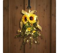 Composizione Floreale da Appendere con Girasoli Stile Rustico Festone Di