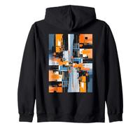 Composizione Geometrica Astratta Arancione Blu Arte Moderna Felpa con Cappuccio