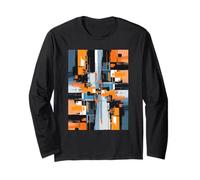 Composizione Geometrica Astratta Arancione Blu Arte Moderna Maglia a Manica