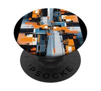 Composizione Geometrica Astratta Arancione Blu Arte Moderna PopSockets PopGrip Adesivo