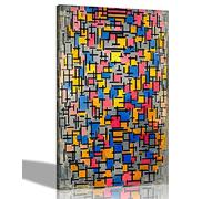 Composizione I by Piet Mondrian - Quadro su tela con cornice, da appendere e da appendere in stile Wallart per camera da letto, soggiorno, moderno, 38 x 51 cm