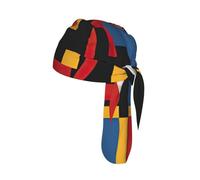 Composizione in rosso, giallo, blu e nero, con stampa, per uomo e donna, elastico, elasticizzato, per yoga, corsa, copricapo sportivo