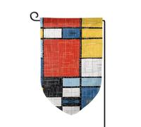 Composizione in rosso, giallo, blu e nero, stampa su entrambi i lati, bandiera da giardino di alta qualità, bandiere da giardino per la decorazione della casa, resistenti alle intemperie e doppie