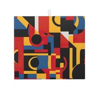 Composizione in rosso, giallo, blu e nero, tappetino assorbente per scolapiatti per bancone della cucina, ad asciugatura rapida, antiscivolo, riutilizzabile