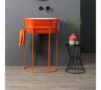 Composizione Lavabo Ovale su Struttura Metallo Tinozza Arancione