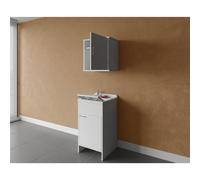 Composizione Lavatoio piu Pensile in PVC da 45x50x85 cm, - comprensivo di asse di lavaggio in PP e kit di scarico autopulente, fornito in kit di montaggio bianco