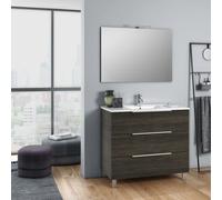 Composizione Mobile Bagno 100cm a Terra Con Tre Cassetti e Specchio