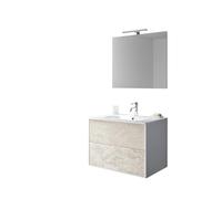 Composizione Mobile Bagno 70cm Sospeso Due Cassetti e Specchio