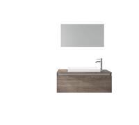 Composizione Mobile Bagno Sospesa 100cm Con Cassetto, Specchio a LED Integrato