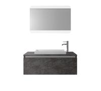 Composizione Mobile Bagno Sospesa 100cm Con Cassetto, Specchio a LED Integrato