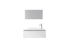 Composizione Mobile Bagno Sospesa 100cm Con Cassetto, Specchio a LED Integrato