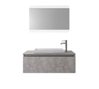 Composizione Mobile Bagno Sospesa 100cm Con Cassetto, Specchio a LED Integrato