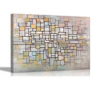 Composizione No.11 di Piet Mondrian - Quadro su tela con cornice, da appendere e da appendere in stile Wallart per camera da letto, soggiorno, moderno, 51 x 38 cm