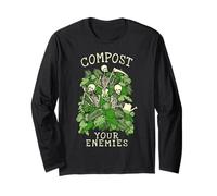 Compost I Tuoi Nemici Divertente Giardinaggio Goth Scheletro Giardiniere Maglia a Manica