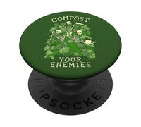 Compost I Tuoi Nemici Divertente Giardinaggio Goth Scheletro Giardiniere PopSockets PopGrip Adesivo