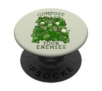 Compost I Tuoi Nemici Divertente Giardinaggio Goth Scheletro Giardiniere PopSockets PopGrip Adesivo