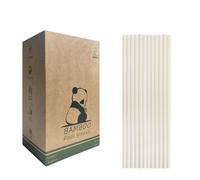 Compostabili Cannucce in Fibra di Bambù - 8 x 210 mm, 200 Lunghe Cannucce in Bambù Monouso per Frullati, Jumbo, Boba