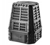 Compost Kadax, sistema di compostaggio nero, compost di plastica, compost termico resistente al clima con coperchio pieghevole (740L)