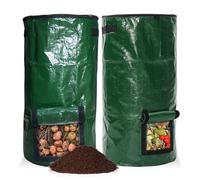 Composter, 2 pezzi rapida con coperchio riutilizzabile, compostiera da giardino pieghevole in plastica, per giardino, terrazza e balcone (34 galloni)