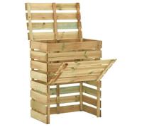 Composter da giardino in pino 4 pezzi 80x50x100 cm con coperchio | Legno impregnato, ventilazione a doghe, coperchio aperto, riciclaggio rifiuti verdi, uso esterno