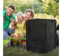 Compostiera da Giardino, Compostiera Domestica da 3L in Plastica Nera, Bidone per Compost con Coperchio a Incastro