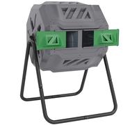Compostiera Da Giardino Girevole A 2 Sezioni Con 8 Prese D'aria, In Acciaio E Pp, 71x65x96 Cm, Grigio
