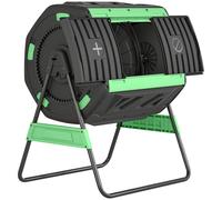 Compostiera Domestica 200l A Doppia Camera Con 8 Prese D'aria, In Pp E Metallo, 94x67x98 Cm, Verde E Nero