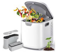 Compostiera elettrica da 4 litri per cucina, bidone intelligente per compostaggio, pulizia automatica, 3 modalità/display a LED, bidone del compost inodore con 2 filtri al carbonio, trasforma i