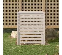 Compostiera in legno di pino massiccio, bianco, 82,5 x 82,5 x 99,5 cm, con coperchio e coperchio, contenitore per compost per rifiuti da giardino, rifiuti biologici, foglie e prato, con buona