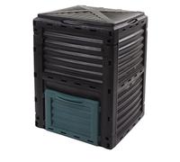 Compostiera per compostaggio da 300 litri, coperchio superiore incernierato di grande capacità con sfiato per uso esterno in cucina, giardino, design cuboide in plastica resistente