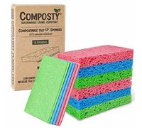 Composty® | Spugne ecologiche pop-up | Confezione da 6 | compostabili | zero rifiuti | senza plastica | 100% cellulosa naturale | lunga durata | 3 colori: perfetti per cucina, lavaggio, bagno