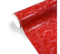 CompraFun Pellicola Carbonio Forgiato, Pellicola Adesiva per Auto in Vinile, Pellicola Wrapping Adesivi Auto Senza Bolle D'aria, Wrapping Pellicola per Decorare Auto/Moto/Bici(Rosso, 30 x 150CM)