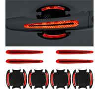 CompraFun Pellicola Protettiva per Maniglia Portiera Auto, 8pcs Set Pellicola Protettiva Riflettente AntiGraffio Adesivi, per Maniglie di Auto Incassate - Universale Adesivi Auto Esterni (Rosso)