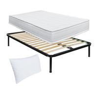 Comprarredo Kit rete e materasso una piazza e mezza 120x190 NORVEGIA più cuscino fiocco di memory, rete una piazza e mezza doghe flessibili 120x190 ortopedica con materasso in schiuma alto 19cm