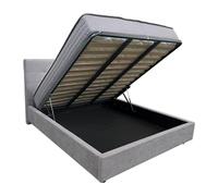 Comprarredo Letto Matrimoniale Contenitore in Tessuto 160x190 cm con testata, Rete Ortopedica a Doghe, Sollevamento con Pistoni a Gas (Silver 20)