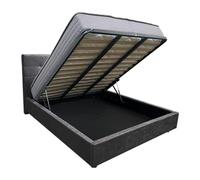 Comprarredo Letto Matrimoniale Contenitore in Tessuto 160x190 cm con testata, Rete Ortopedica a Doghe, Sollevamento con Pistoni a Gas (Ash 23)