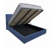 Comprarredo Letto Matrimoniale Contenitore in Tessuto 160x190 cm con testata, Rete Ortopedica a Doghe, Sollevamento con Pistoni a Gas (Pacific 57)