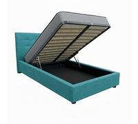 Comprarredo Letto Piazza e Mezza Contenitore in Tessuto 120x190 cm, Rete Ortopedica a Doghe Inclusa, Testata, Sollevamento con Pistoni a Gas (Colore a scelta) (Turkish 17)