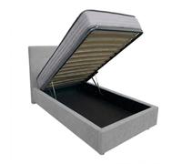 Comprarredo Letto Singolo Contenitore in Tessuto 80x190 cm, Rete Ortopedica a Doghe Inclusa, Testata, Sollevamento con Pistoni a Gas (Colore a scelta) (Silver 20)