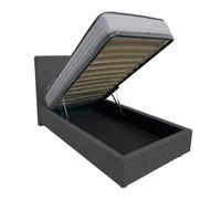 Comprarredo Letto Singolo Contenitore in Tessuto 80x190 cm, Rete Ortopedica a Doghe Inclusa, Testata, Sollevamento con Pistoni a Gas (Colore a scelta) (Ash 23)