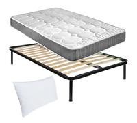 Comprarredo Rete in ferro a doghe e Materasso rigido piazza e mezza a molle bonnel Panama 120x190 in acciaio temperato, alto 19 cm anallergico e antiacaro, con morbido cuscino