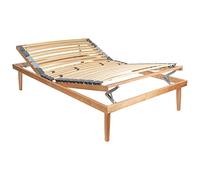 Comprarredo Rete letto ortopedica reclinabile con alzata manuale testa e piedi, struttura in legno di faggio naturale e regolatori di portanza, piazza e mezza 120x190