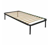 Comprarredo Rete letto singolo 80x190 ortopedica altezza 34 cm con doghe flessibili in legno, struttura e piedi in metallo con antiscivolo, rete singola per letto una piazza