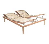 Comprarredo Rete matrimoniale con alzata testa piedi manuale struttura in legno di faggio naturale e regolatori di rigidità e portanza, rete letto ortopedica 160x190 reclinabile con 5 piedi