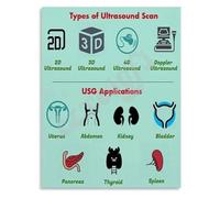 Comprehensive Guide to Ultrasound Scans Radiology Student Study Aid Canvas Wall Decor(Unframed,08x12inch(20x30cm))