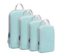 Compression Packing Cubes for Travel, 4 Piece Luggage Organizers, Reusable Vacuum Carry Bags, Design, Lightweight, for Suitcase, Flights, Camping Black, Light Blue, Apricot, Gray