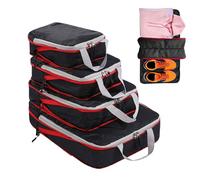 Compression Packing Cubes - Travel Organizer Bags, Set of 4 Waterproof Nylon Compression Bags, Assorted Size | Large Capacity Luggage Organizers for Cruise, Vacation, Camping, Dorm, Business Trip