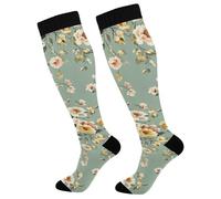 Compressione Calze Vintage Flowers Comodo Contenitive Donne Calzini 50Cm | Elastico Calze Contenitive Traspirante Calzini Alti Sono Per Escursioni Vene Varicose Giri In Bici